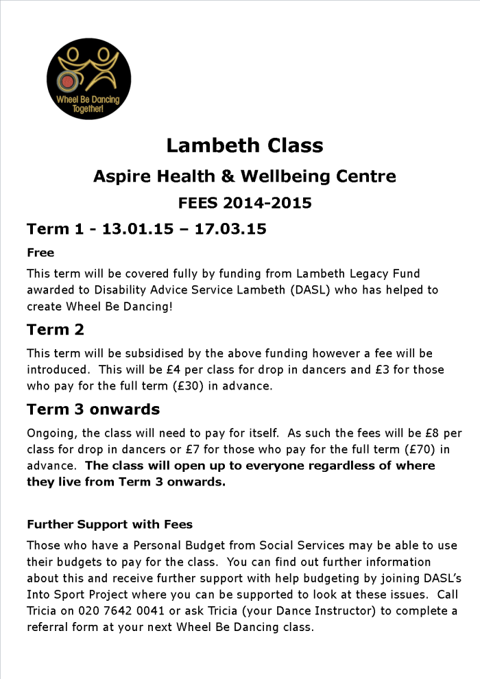 WBD Lambeth Class Fees